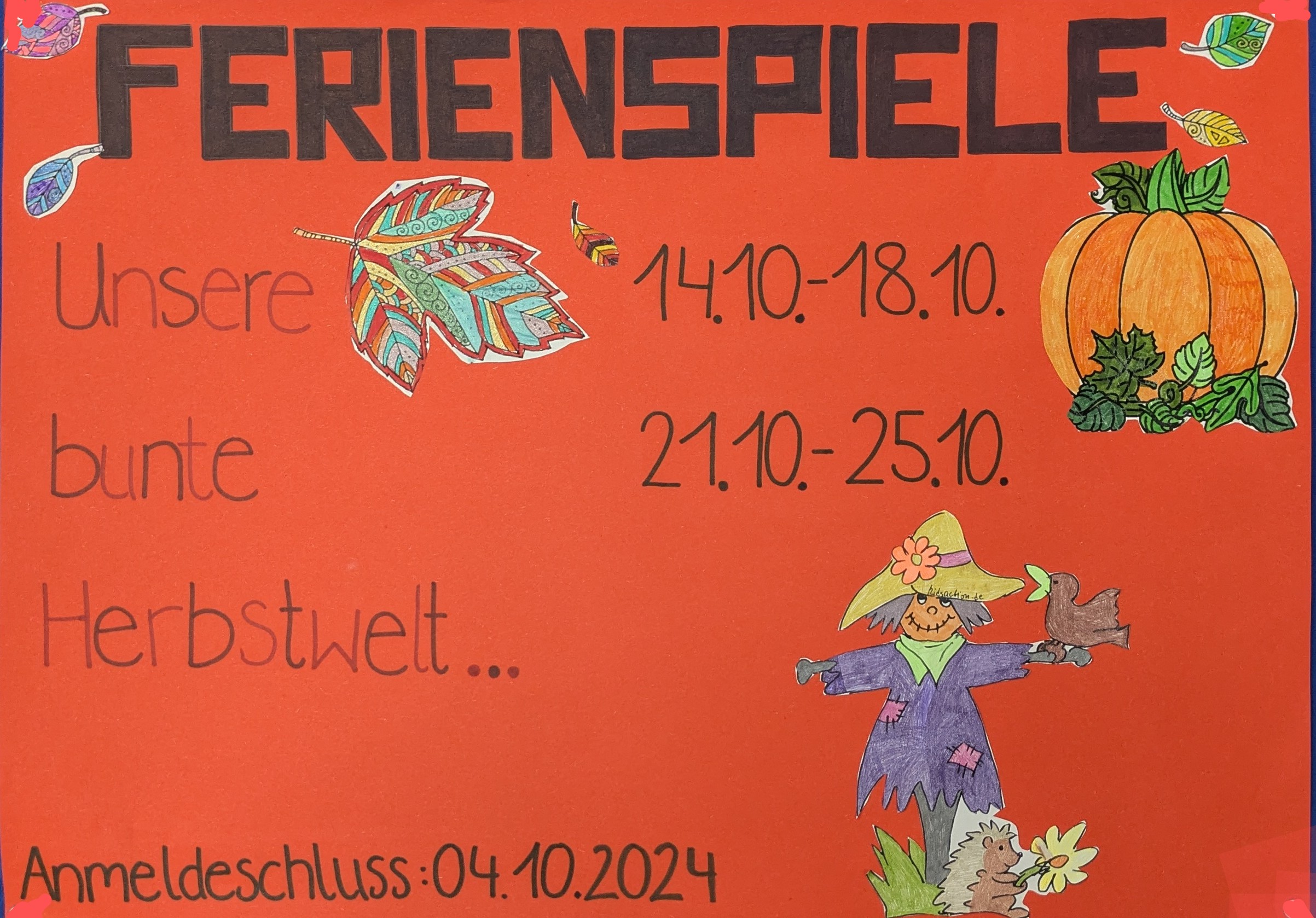 Herbstferien ab Freitag 11.10.2024 nach der 3. Stunde - Schulstart Mo. 28.10.